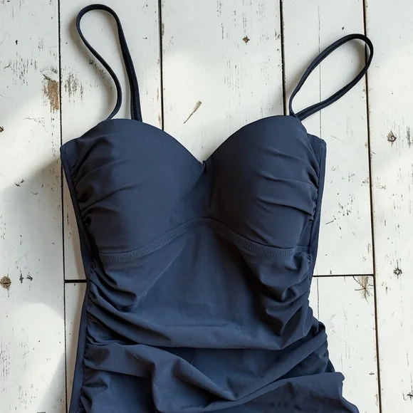 Profile by Gottex Swimdress Size 6 Black Ruched One Piece - Picture 10 of 12